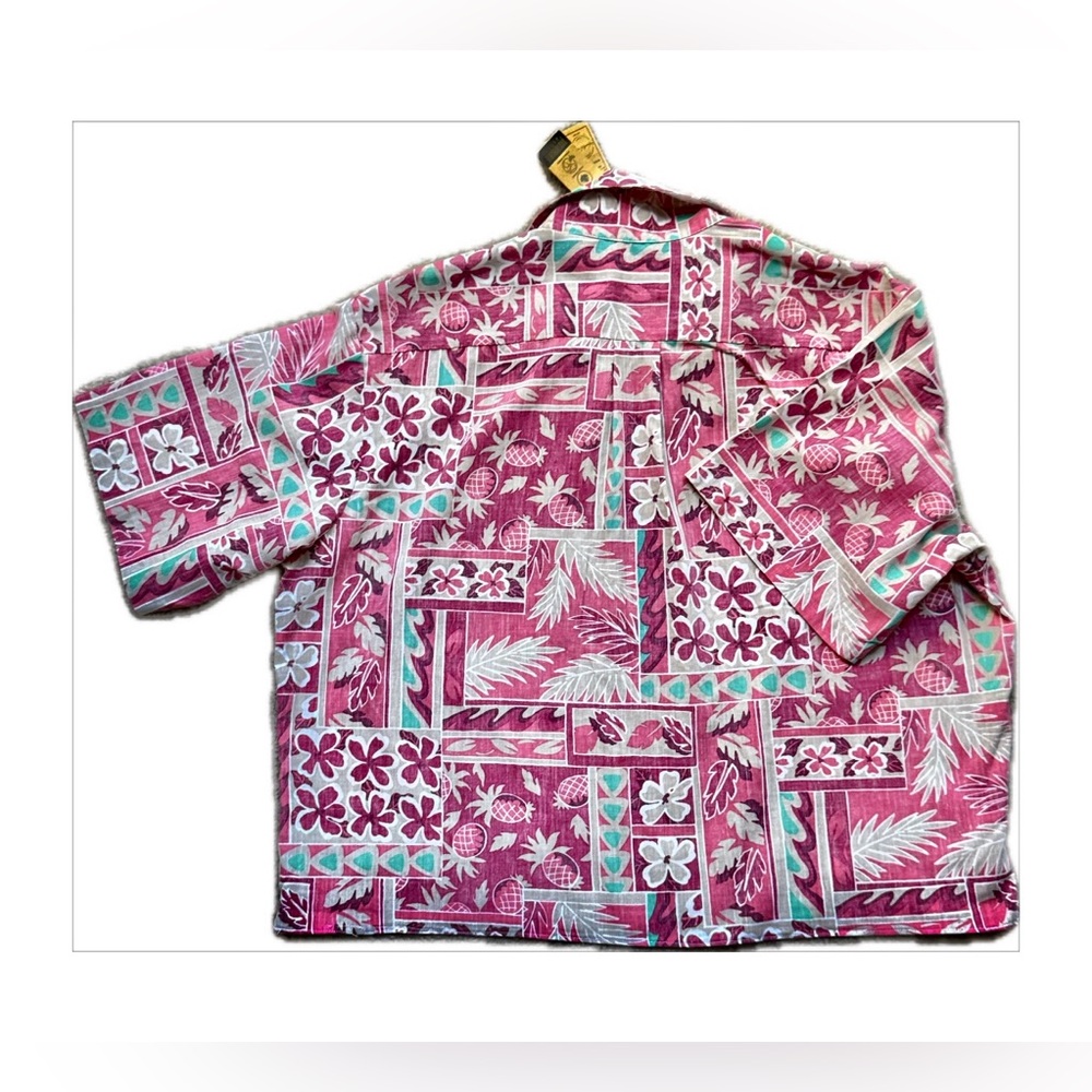 Cotton Tropical Boho Hawaiian Print Button Down Shirt | Floral Palm Island Style - Picture 8 of 10